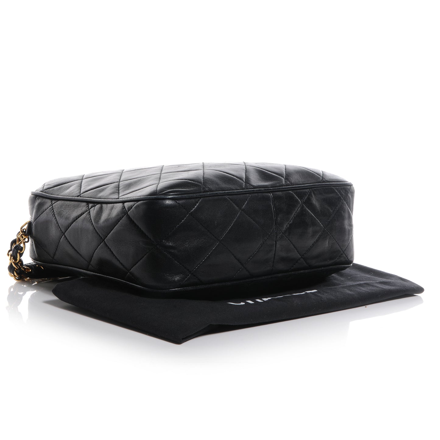 Quilted Lambskin Tassel Camera Case Black