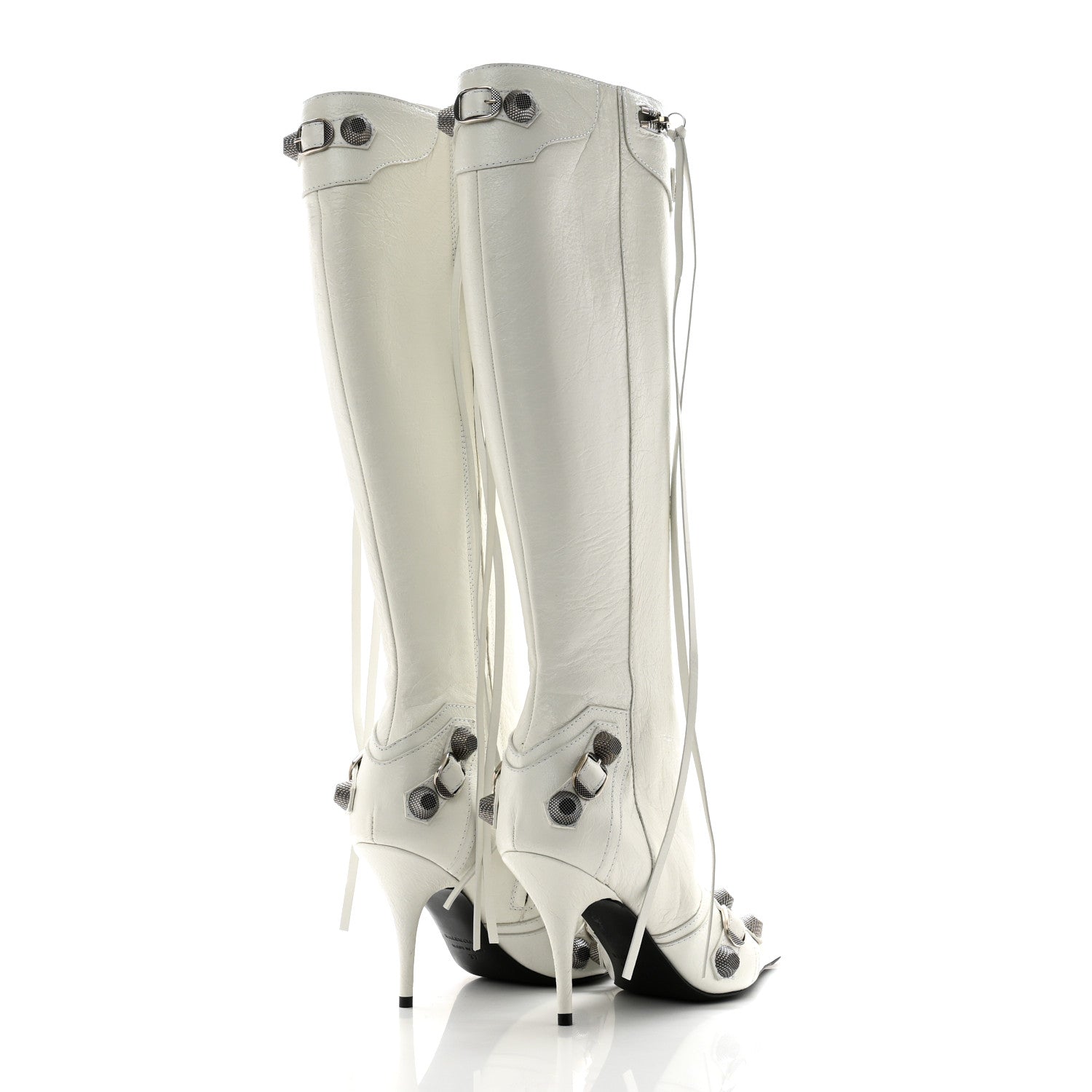 Balenciaga Agneau Arena Cagole 90mm Boots 37 Optic White Silver 4 of 10