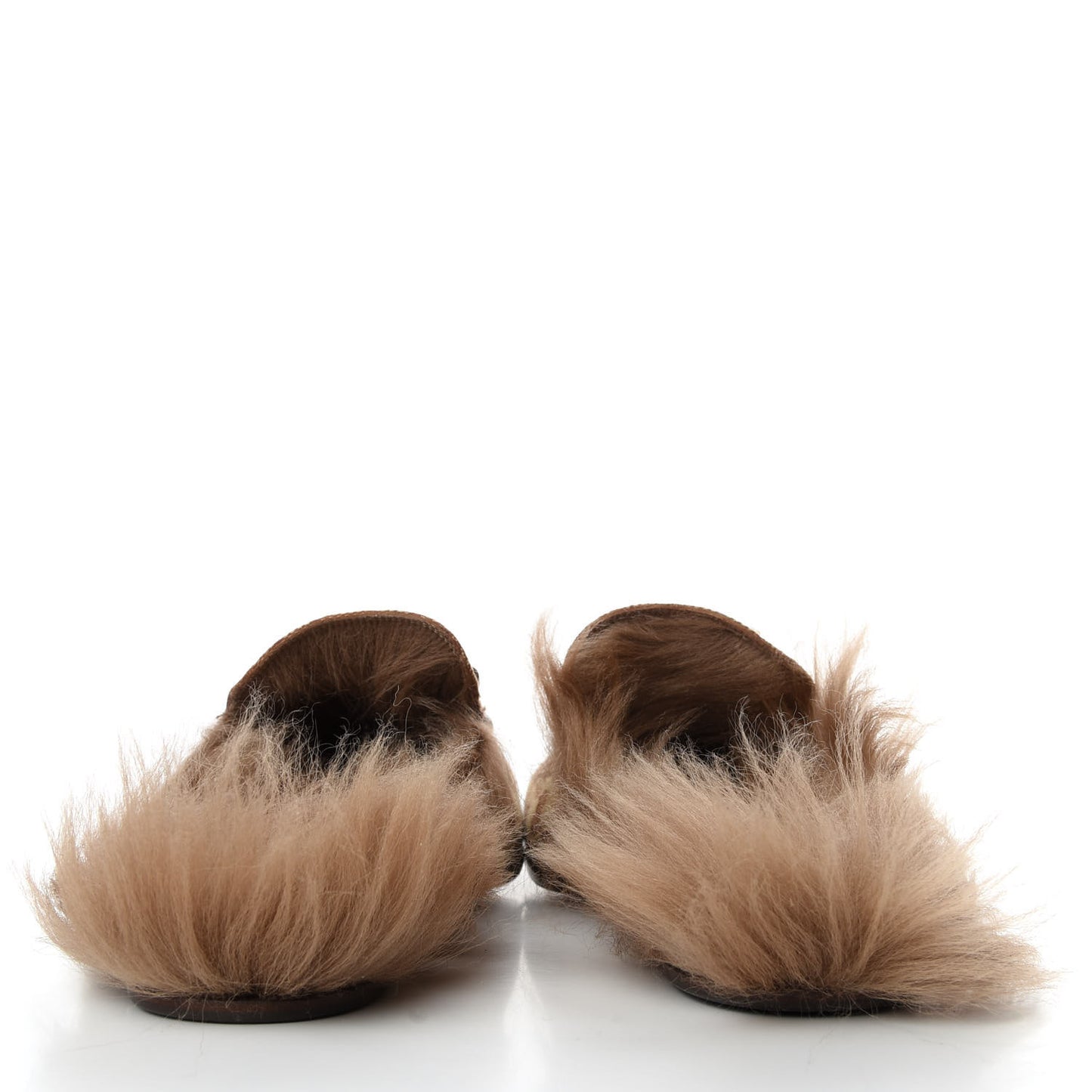 GG Monogram Fur Mens Princetown Slippers 8.5 Beige Ruggine Rust