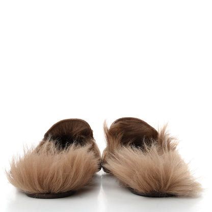 Gucci GG Monogram Fur Mens Princetown Slippers 8.5 Beige Ruggine Rust 6 of 9