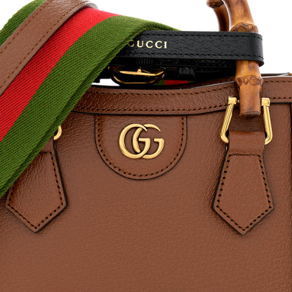 Gucci Textured Dollar Calfskin Web Mini Diana Tote Bag Cuir Black 8 of 10