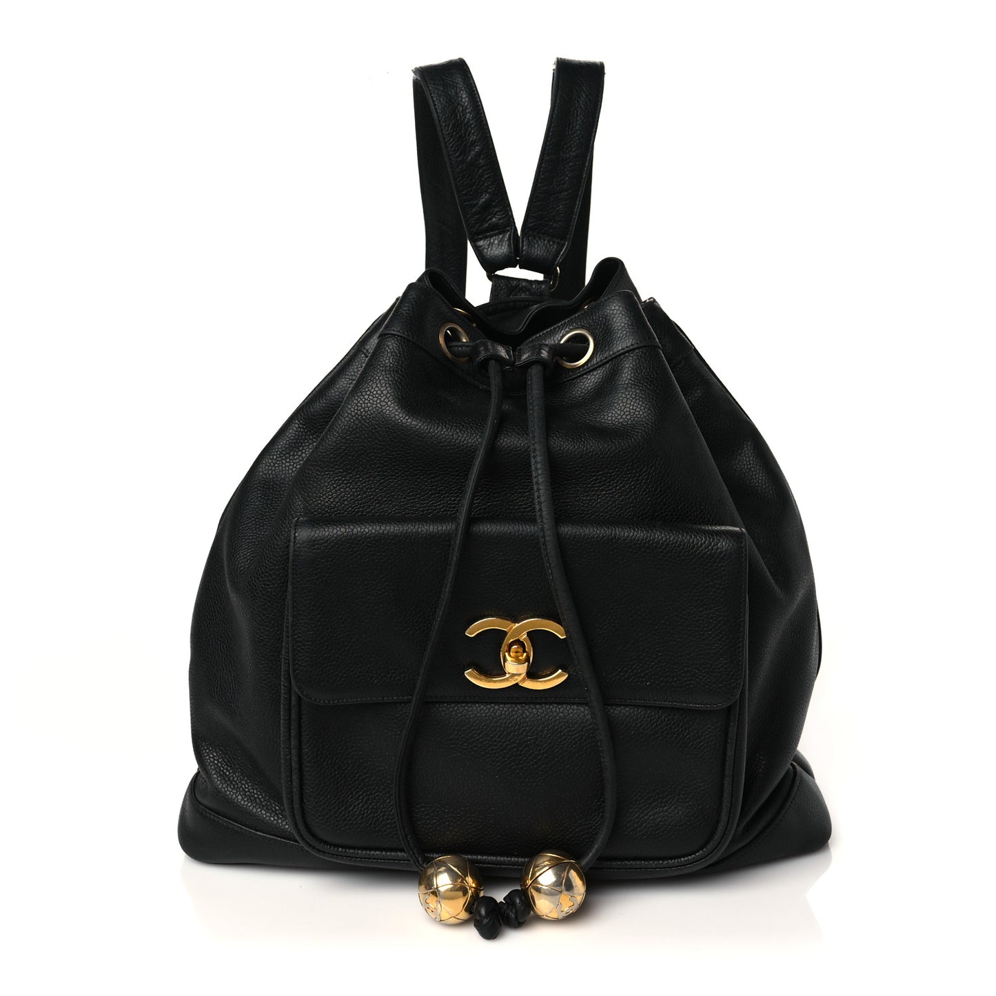 Caviar Drawstring Backpack Bag Black