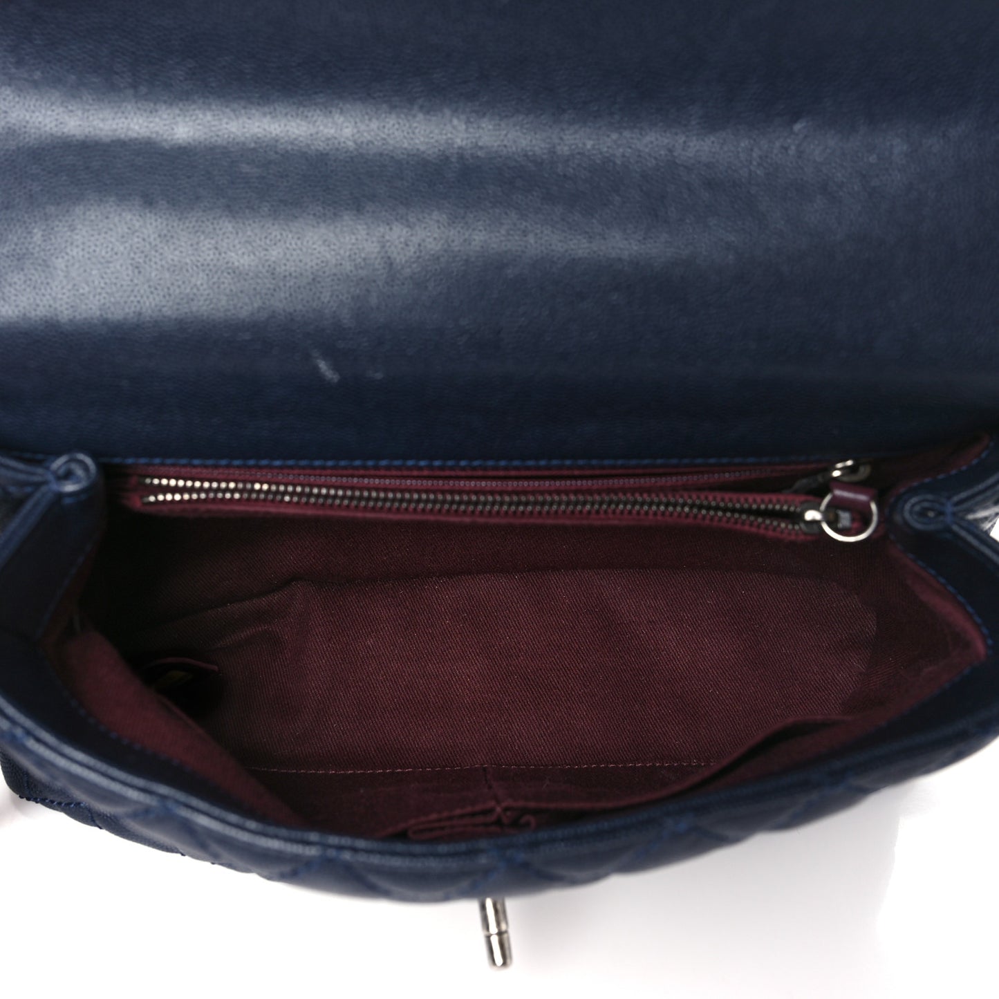 Caviar Quilted Small Coco Handle Flap Navy