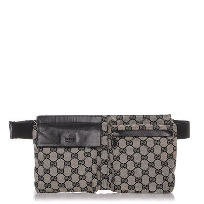 Gucci GG Monogram Web Double Pocket Belt Bag Navy 1 of 7