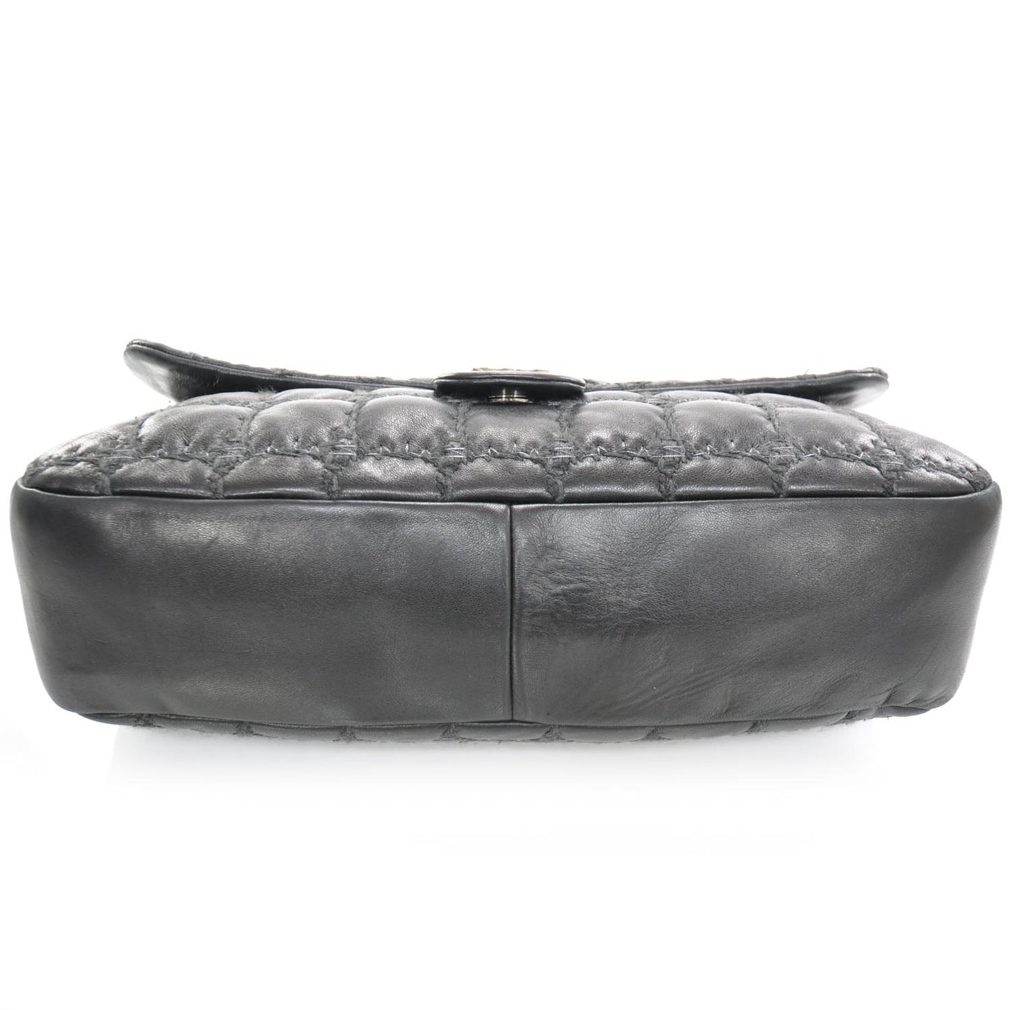 Lambskin Double Stitch Maxi Flap Black