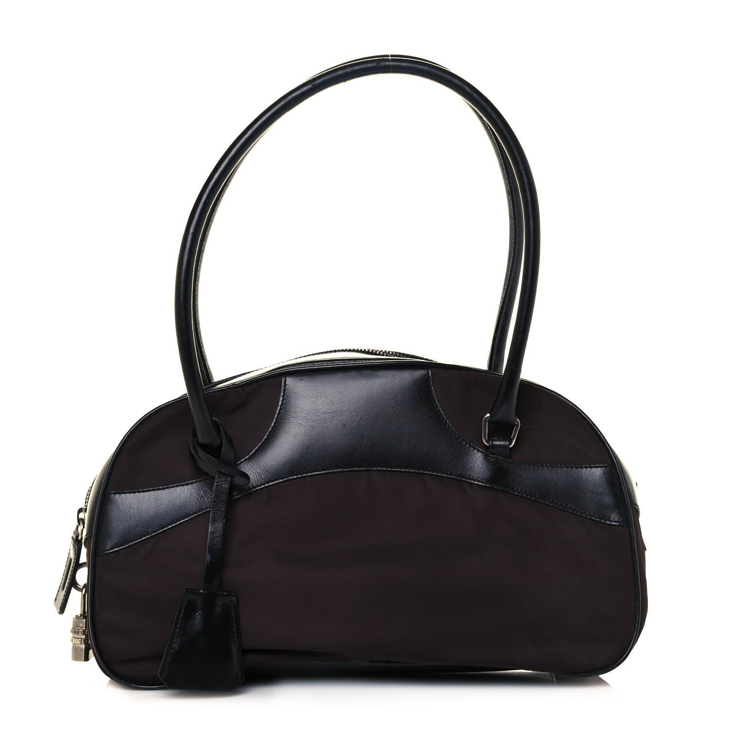 Prada Nylon Calfskin Shoulder Bag Brown Black 1 of 11