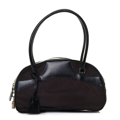 Prada Nylon Calfskin Shoulder Bag Brown Black 1 of 11