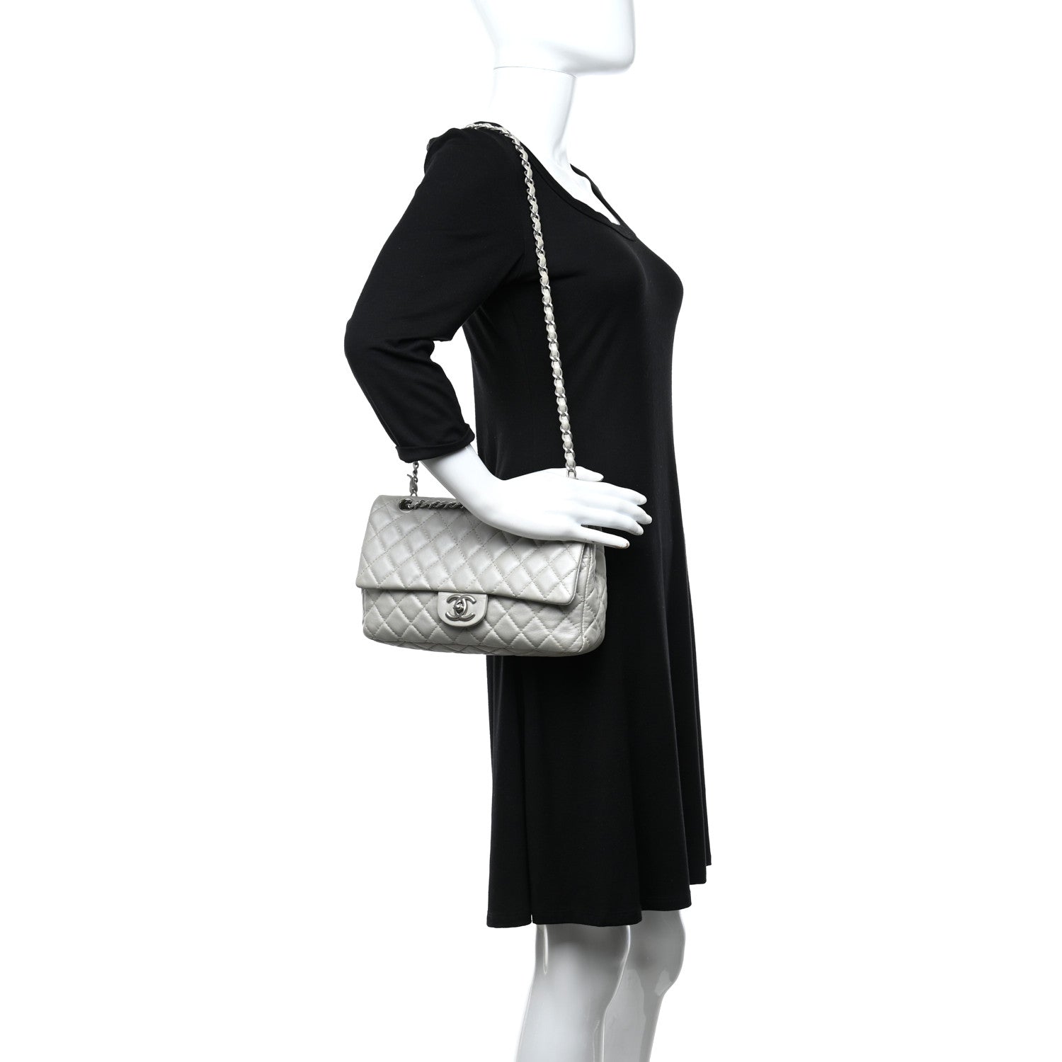 Chanel Metallic Lambskin Quilted Medium Double Flap Silver 2 of 10