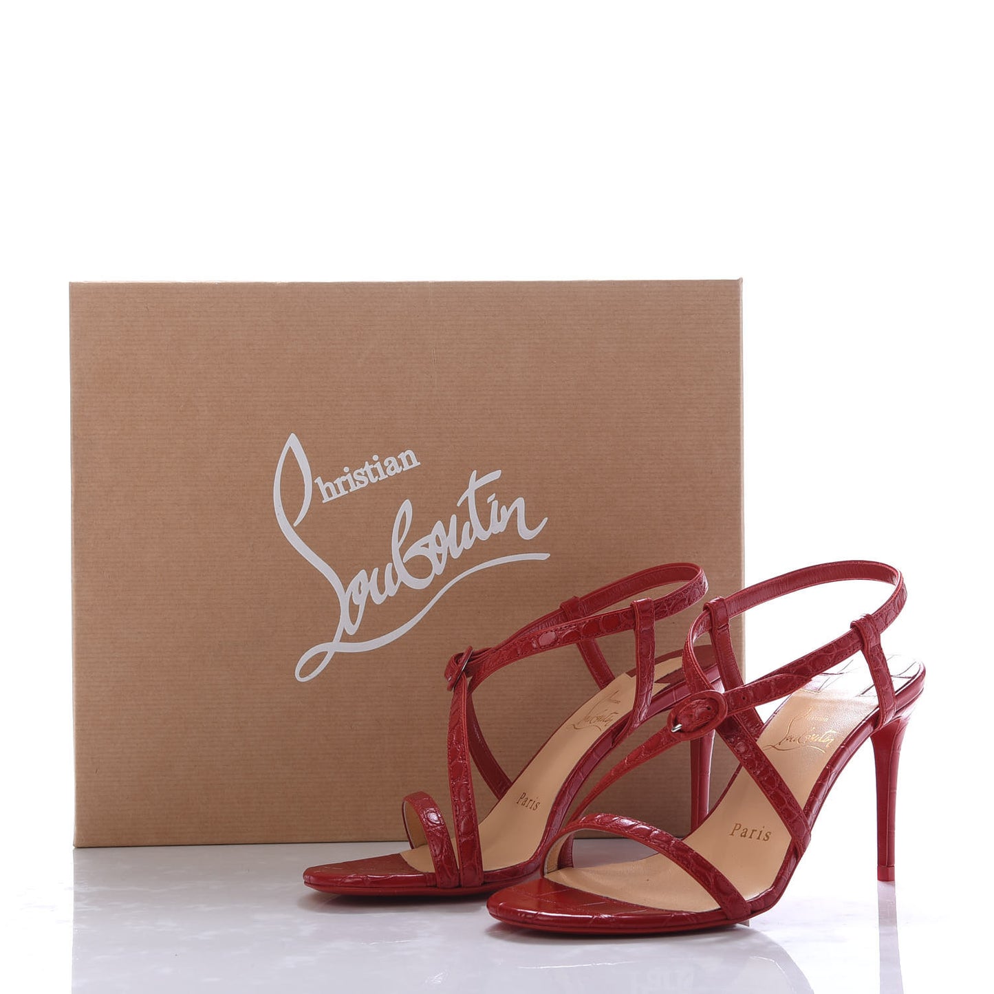 Calfskin Alligator Embossed Selima 85 Sandals 35 Loubi