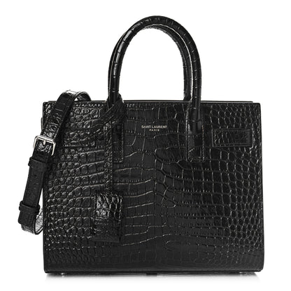 Saint Laurent Calfskin Crocodile Embossed Nano Sac De Jour Black 1 of 10
