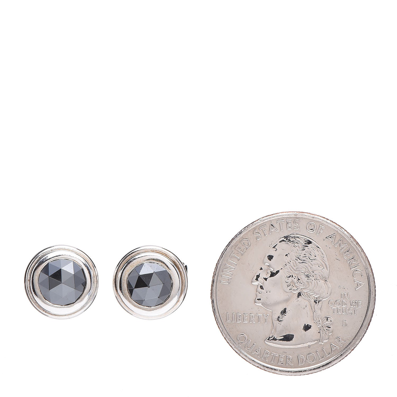 John Hardy Sterling Silver Hematite Batu Bedeg Round Earrings 2 of 5