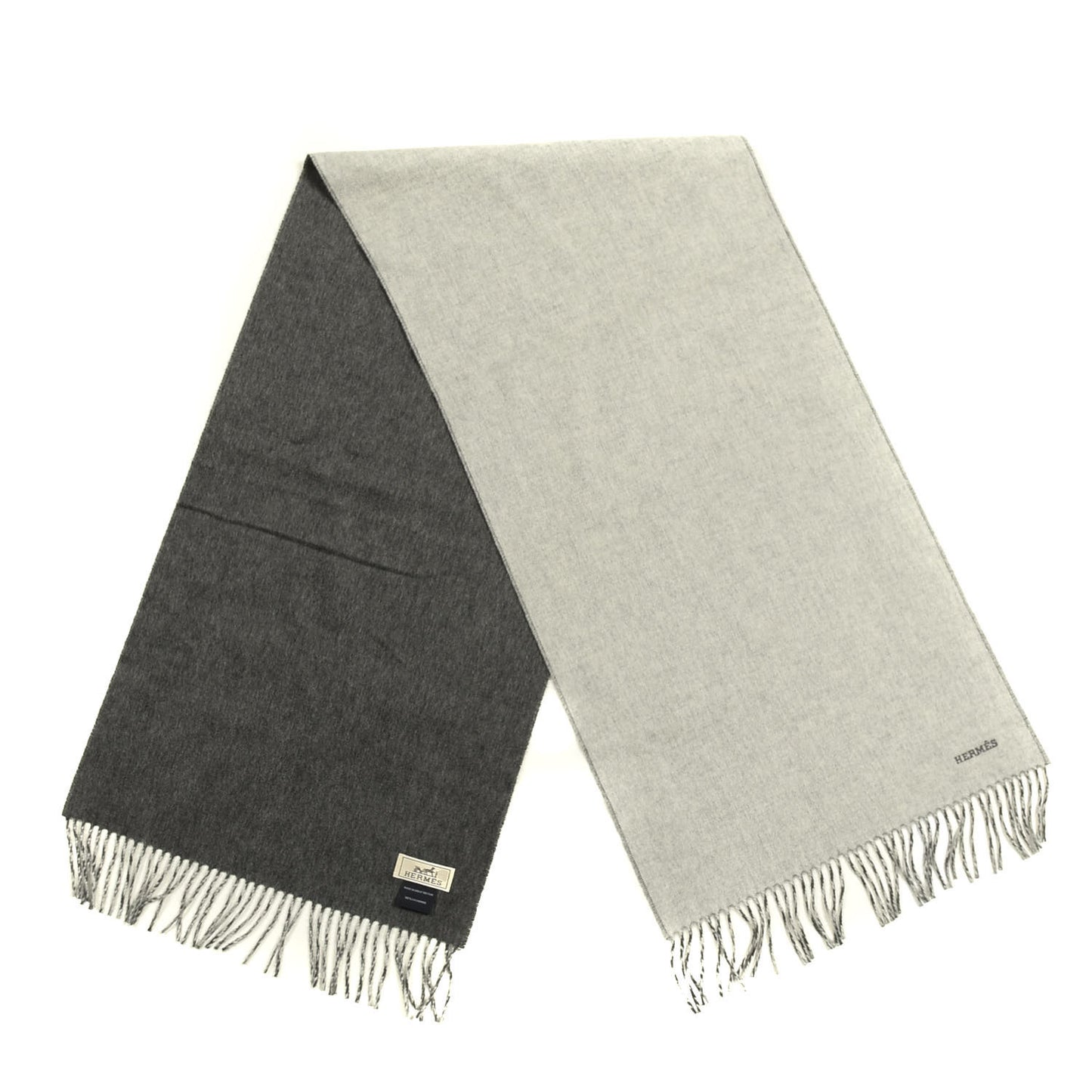 Cashmere Recto Verso Muffler Gris Clair Chiné Flanelle