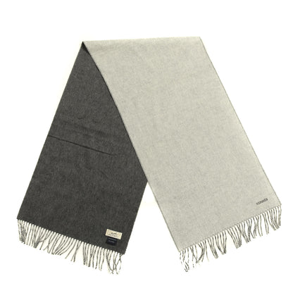Hermes Cashmere Recto Verso Muffler Gris Clair Chiné Flanelle 2 of 4