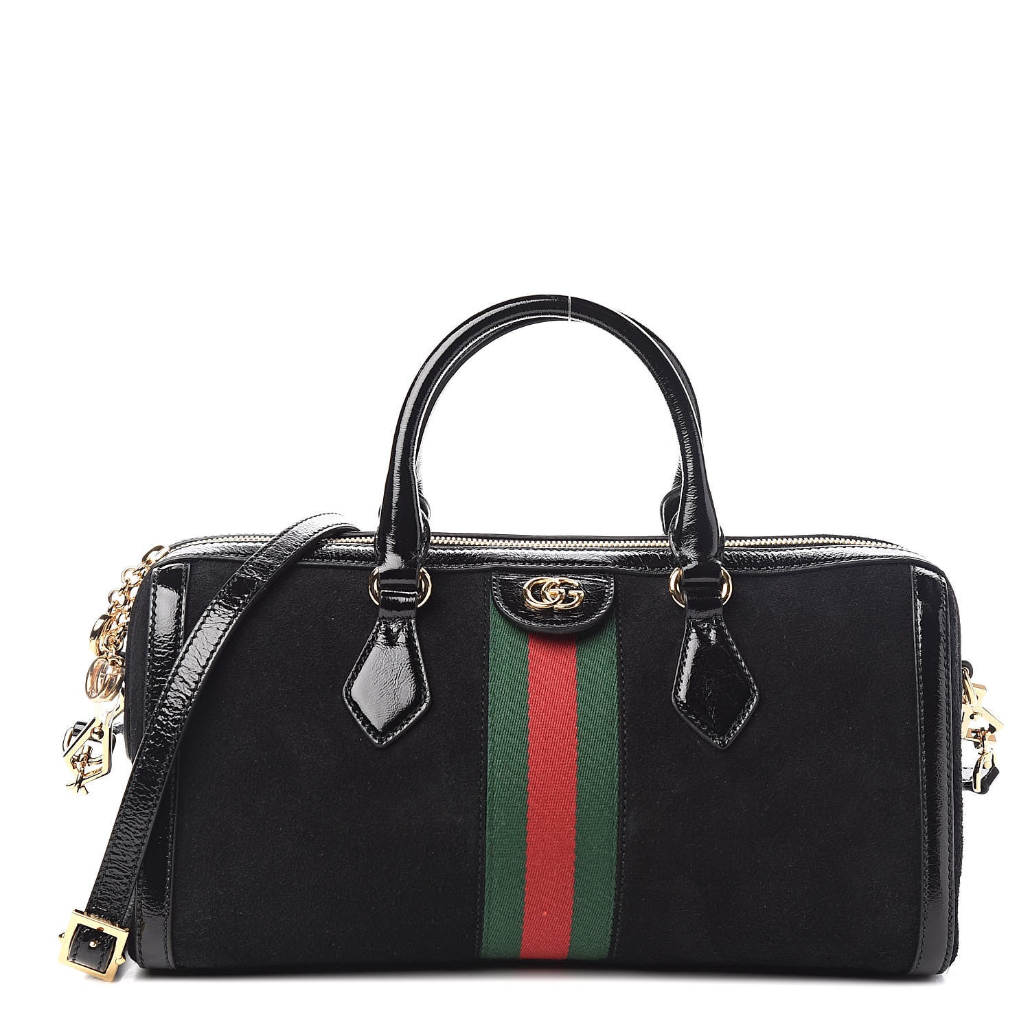 Gucci Suede Patent GG Web Medium Ophidia Boston Black 1 of 10