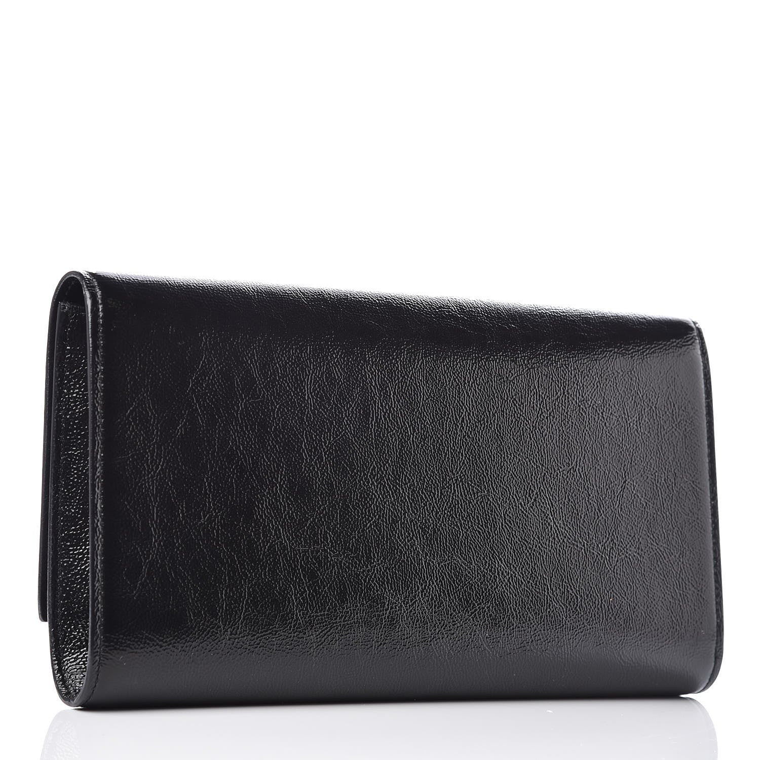 Saint Laurent Textured Patent Monogram Large Belle De Jour Clutch Black 3 of 9
