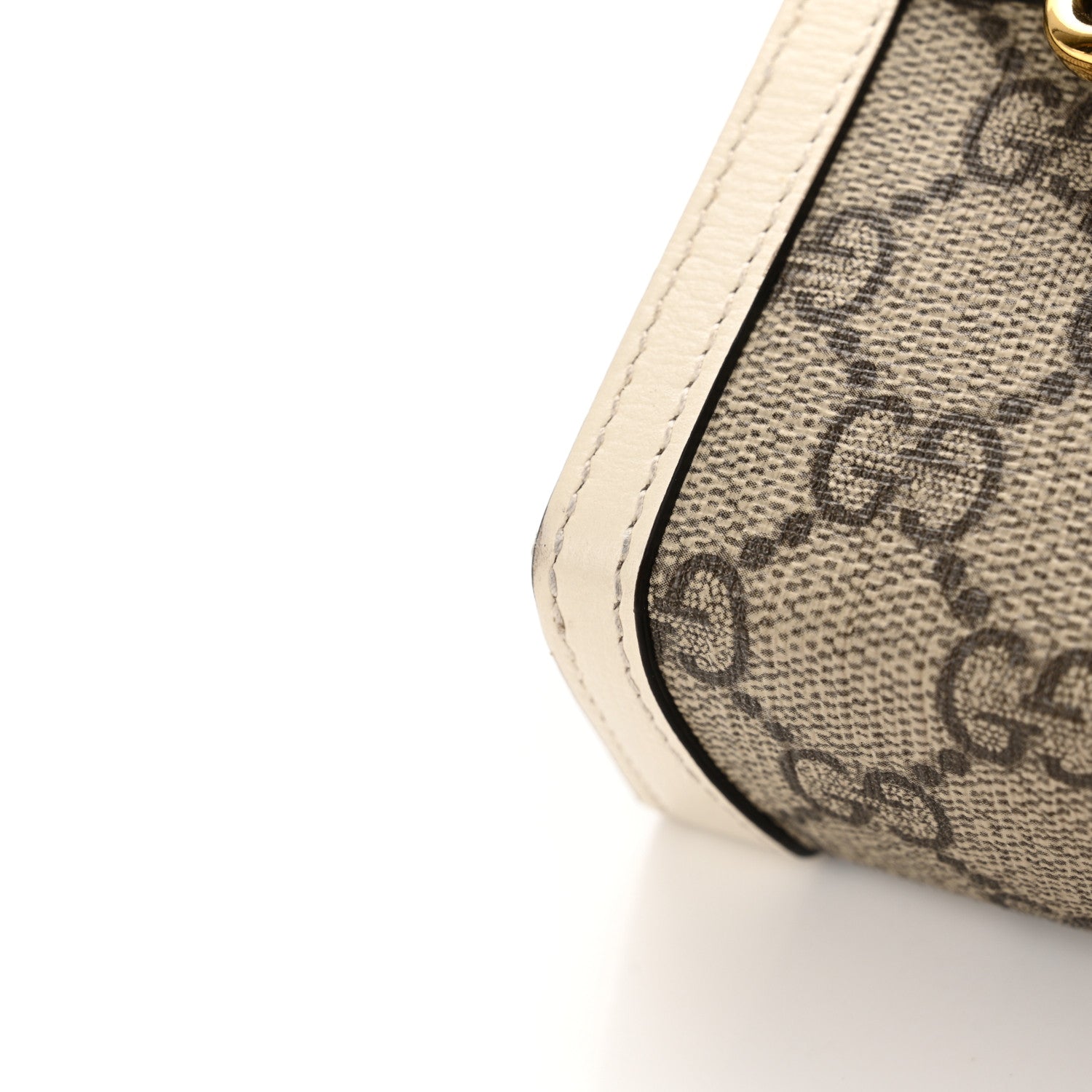 Gucci GG Supreme Monogram Azalea Calfskin Mini Horsebit 1955 Crossbody Bag Beige Ebony Mystic White 14 of 15