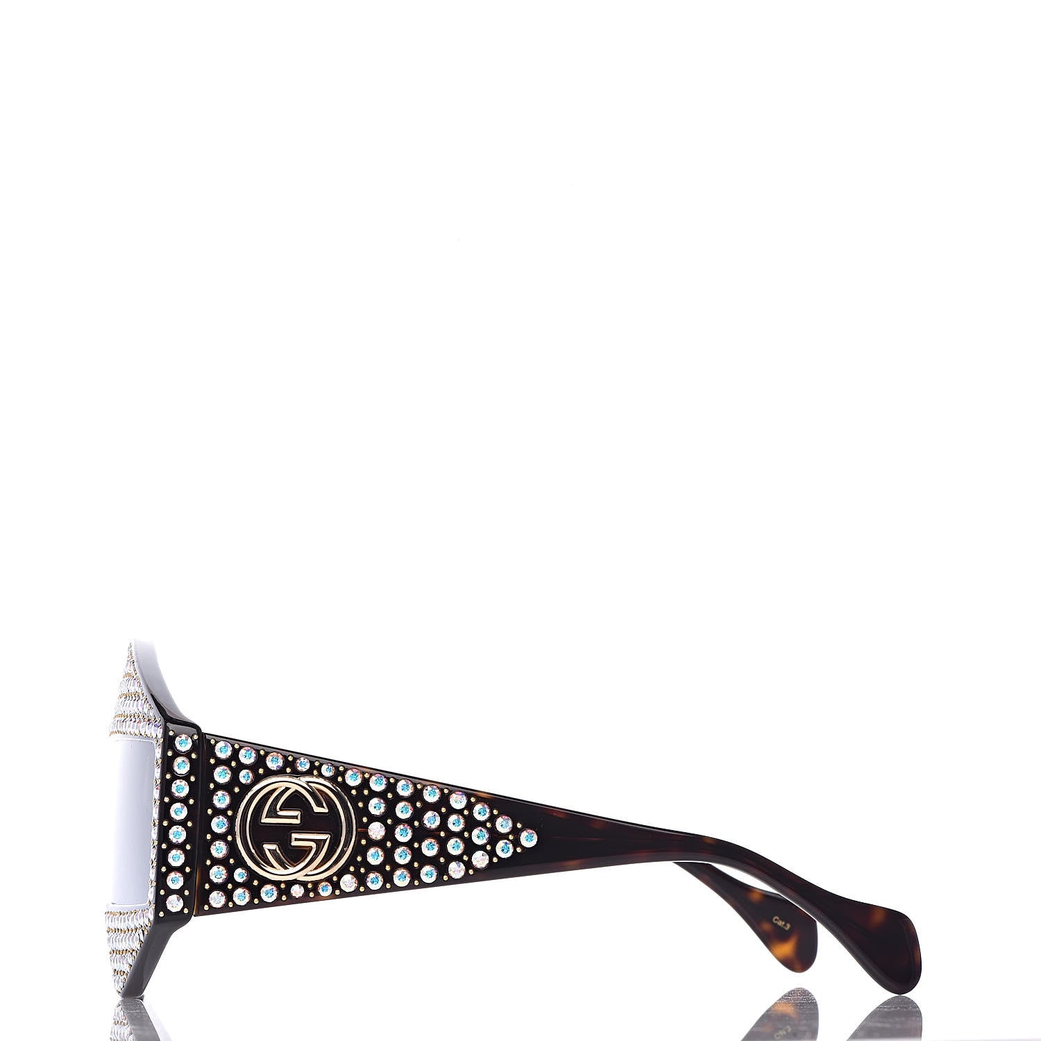 Gucci Crystal Rectangular Frame Sunglasses GG0357S Tortoiseshell 3 of 6