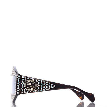 Gucci Crystal Rectangular Frame Sunglasses GG0357S Tortoiseshell 3 of 6