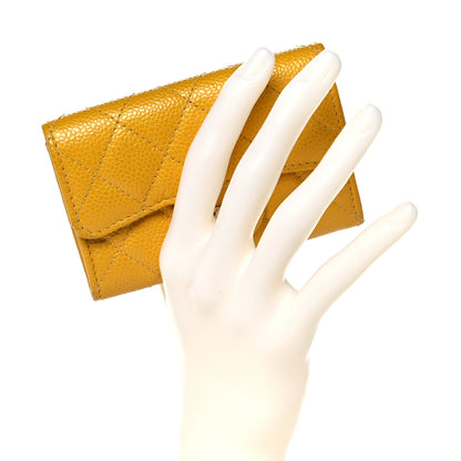 Chanel Caviar Quilted Flap Card Holder Yellow 2 of 8