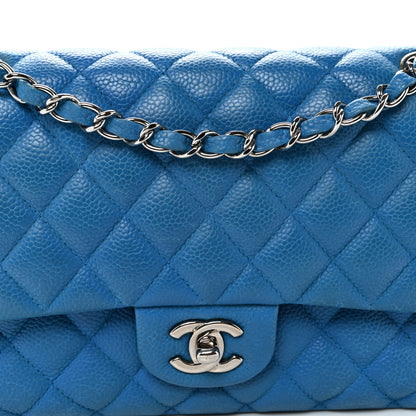 Chanel Iridescent Caviar Quilted Medium Double Flap Blue 8 of 11