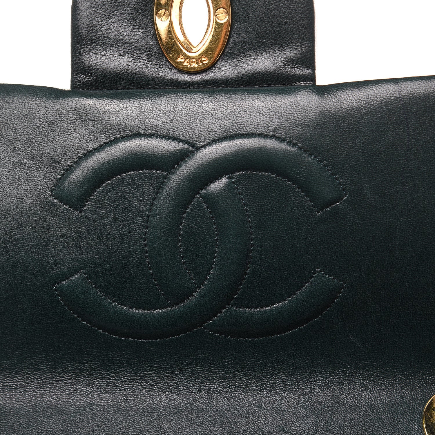 Chanel Lambskin Quilted XL Jumbo Single Flap Green 13 of 18