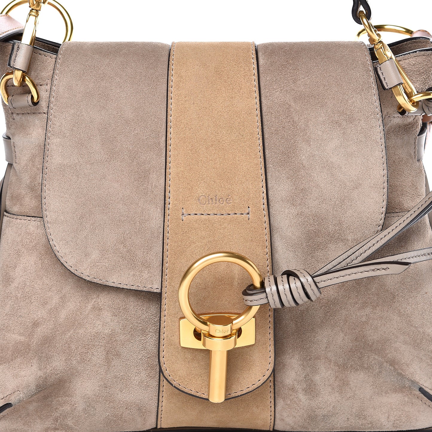 Suede Calfskin Small Lexa Shoulder Bag Motty Grey