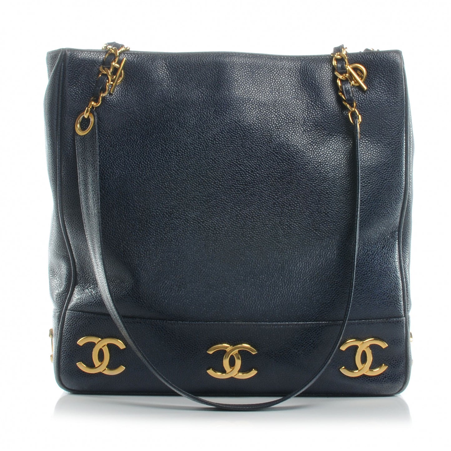 Caviar CC Shoulder Bag Navy Blue