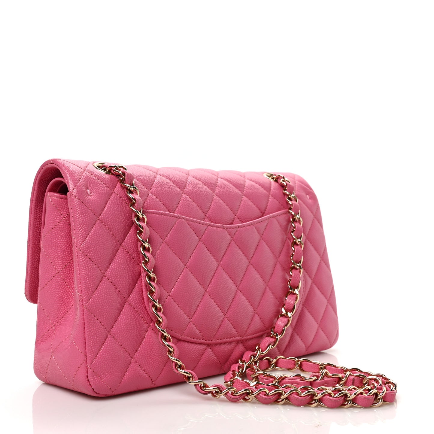 Caviar Quilted Medium Double Flap Pink