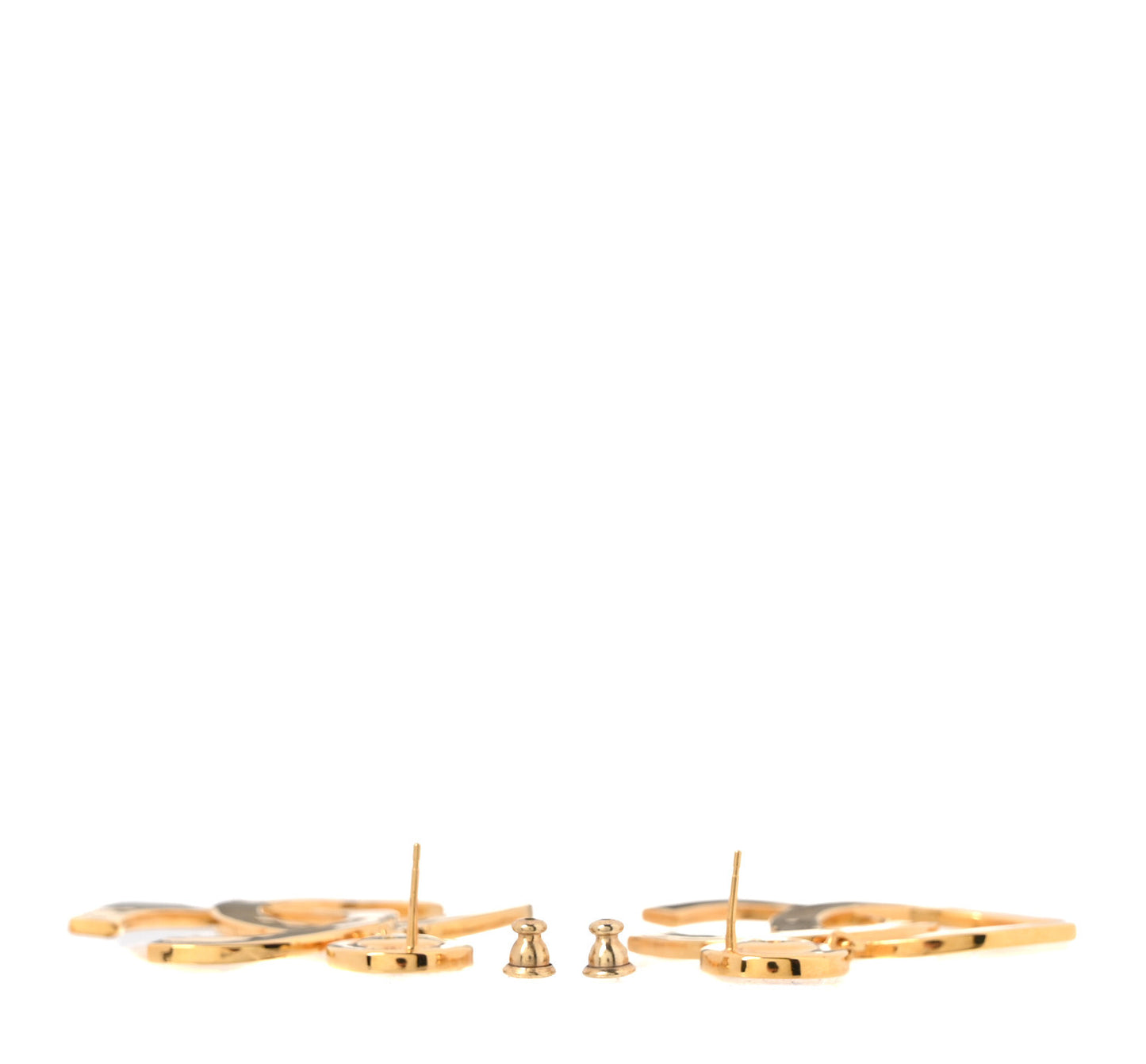 Metal Large Paris Button Earrings Gold