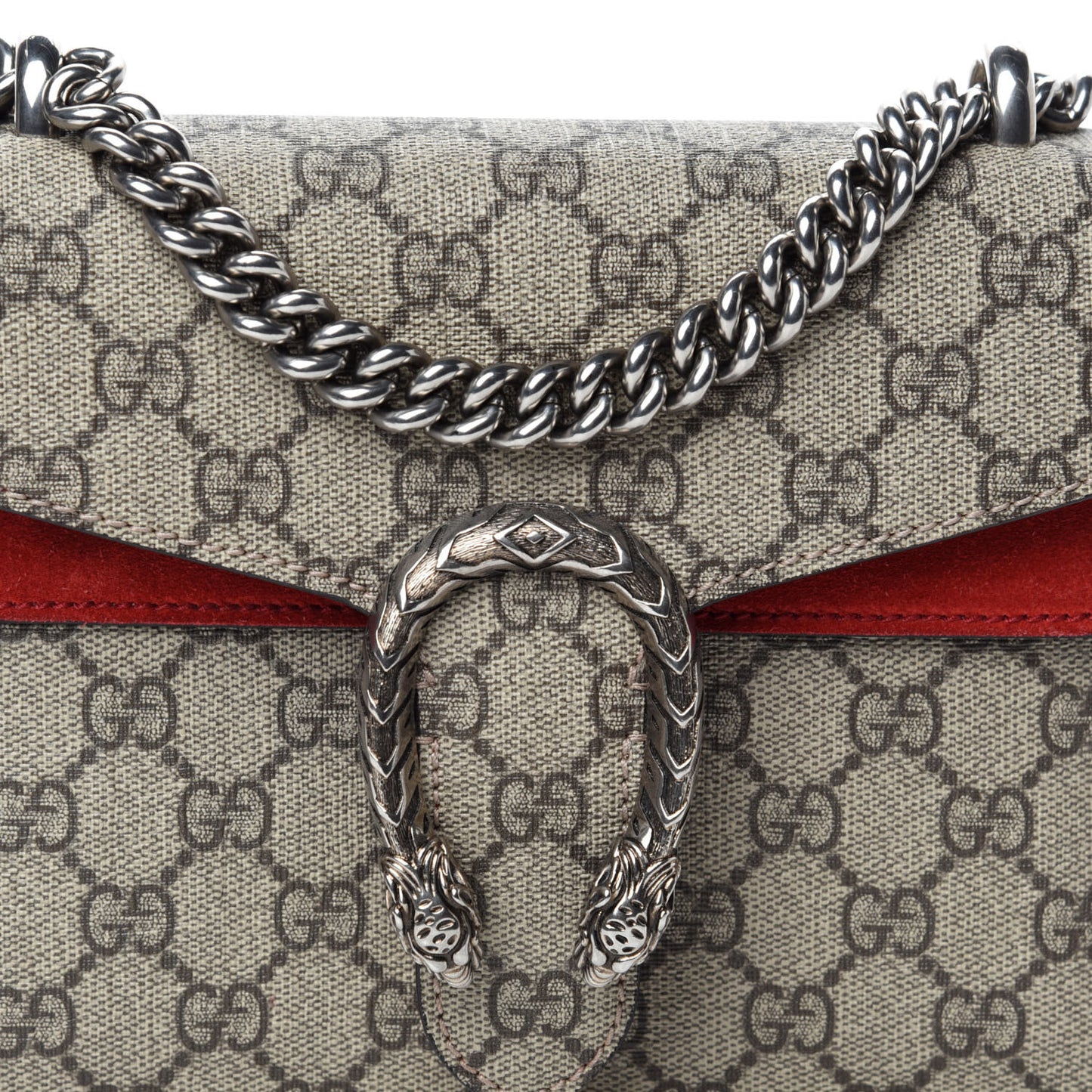 GG Supreme Monogram Mini Dionysus Shoulder Bag Hibiscus Red