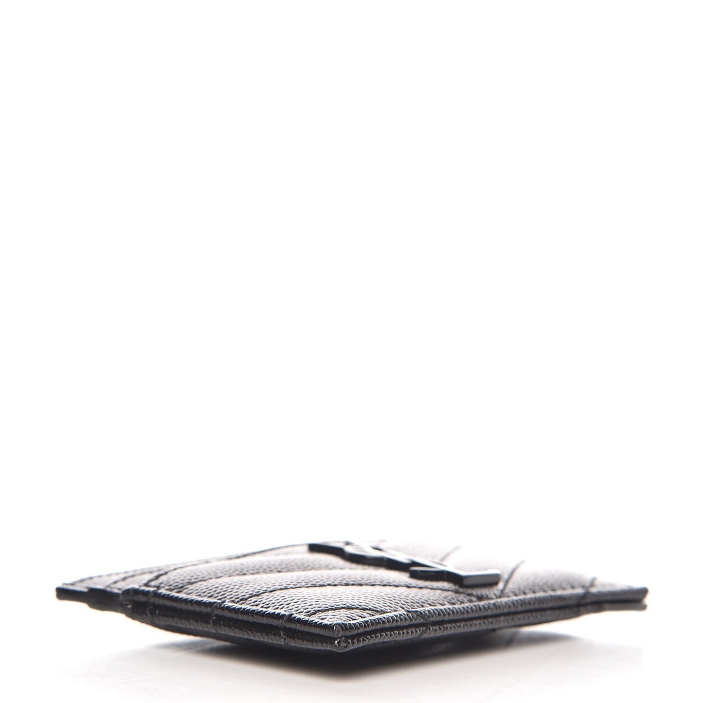 Grain De Poudre Matelasse Chevron Monogram Credit Card Case Black