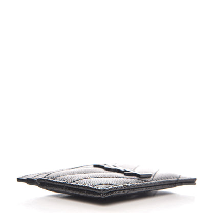 Saint Laurent Grain De Poudre Matelasse Chevron Monogram Credit Card Case Black 4 of 8