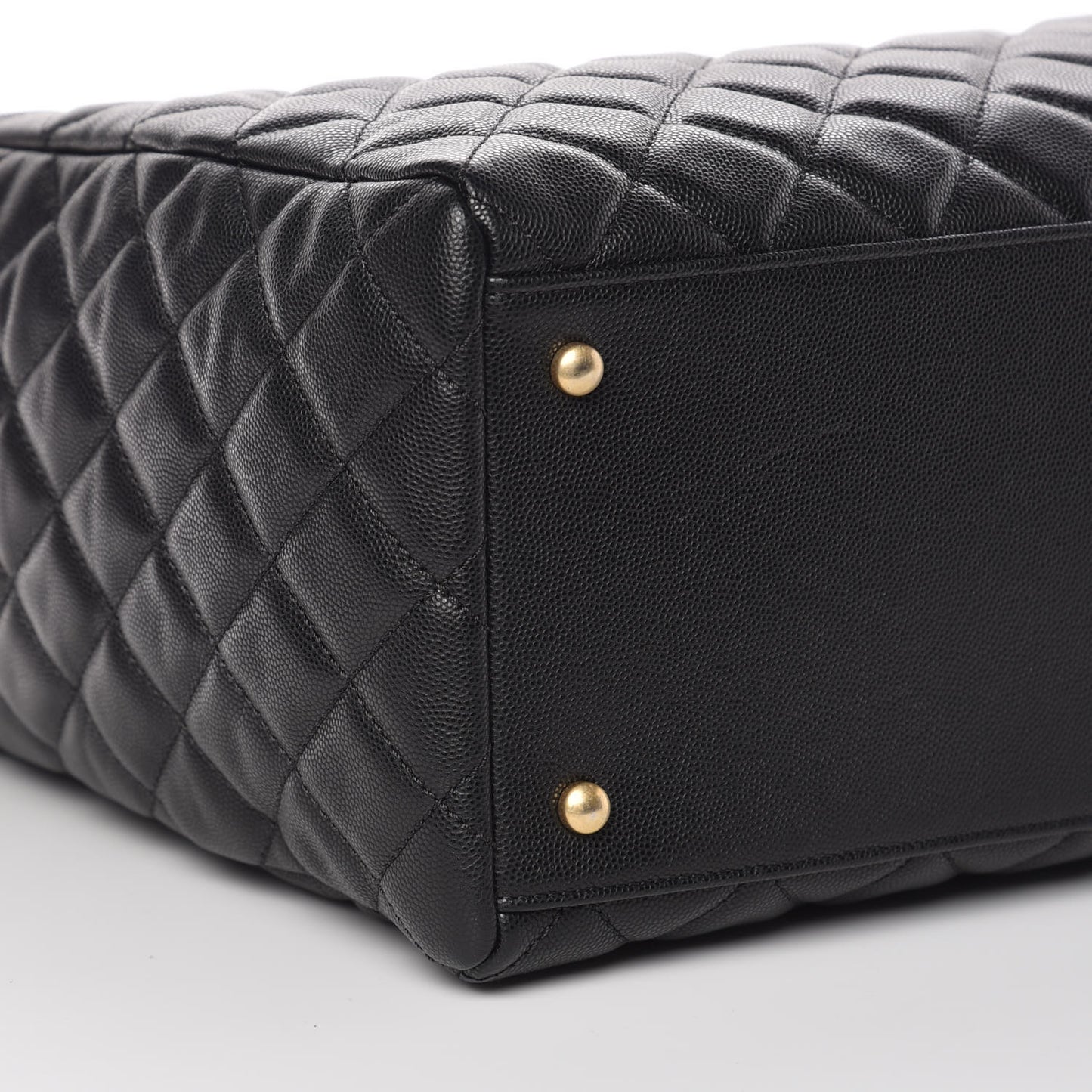 Caviar Quilted Large Coco Handle Shopping Tote Black