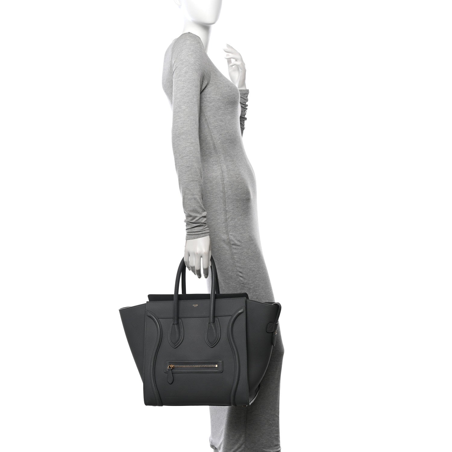 Celine Drummed Calfskin Mini Luggage Kohl 2 of 20