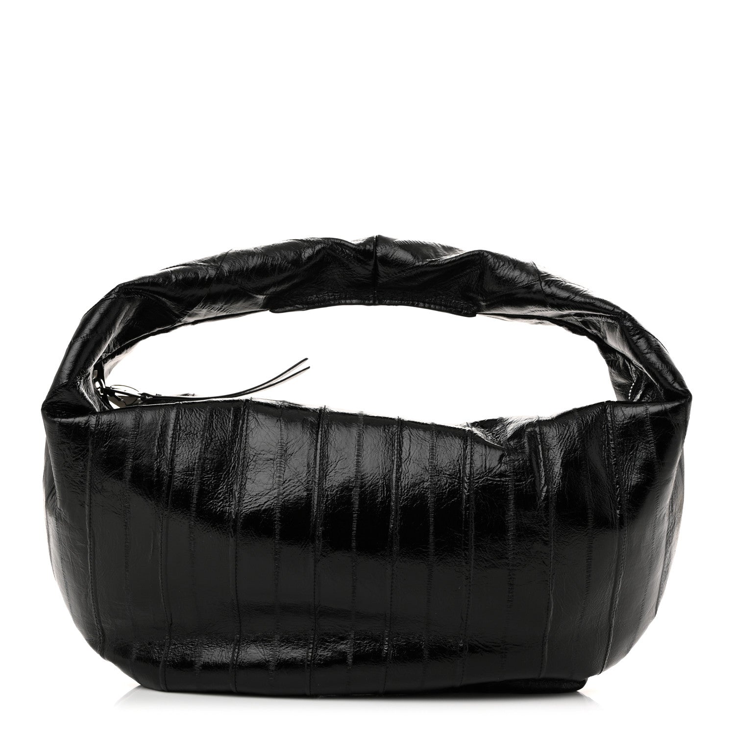 Khaite Glossy Calfskin Eelskin Embossed Medium Olivia Hobo Black 1 of 9