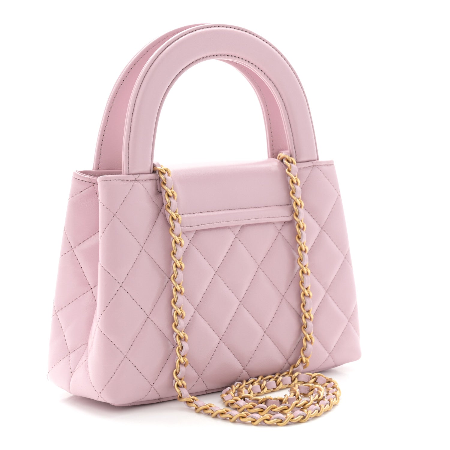 Chanel Shiny Aged Calfskin Quilted Nano Kelly Shopper Pink 3 of 11