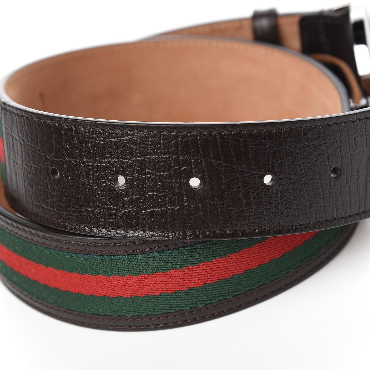 Calfskin Web Interlocking G Belt 80 32 Dark Brown