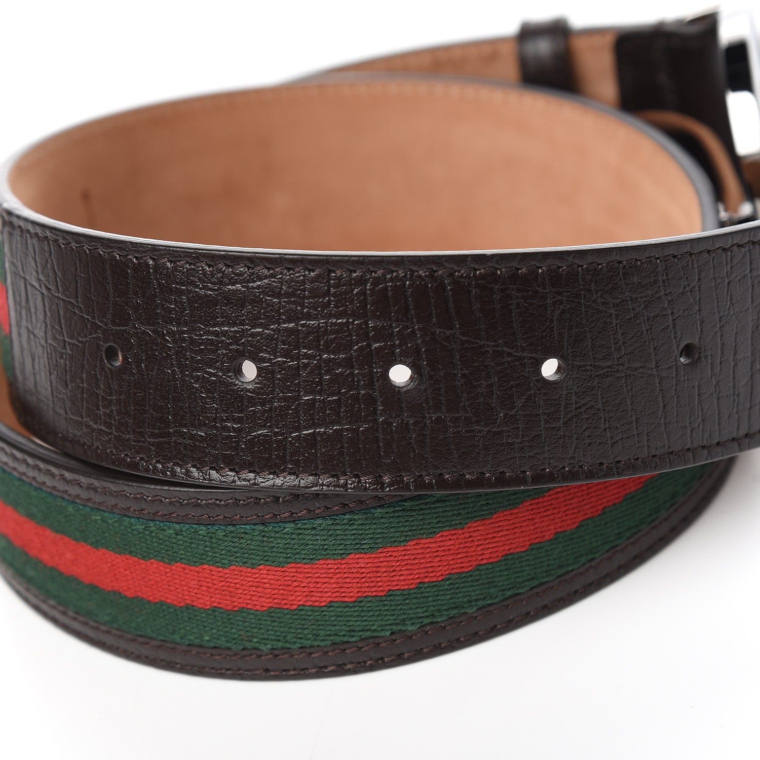 Gucci Calfskin Web Interlocking G Belt 80 32 Dark Brown 5 of 8