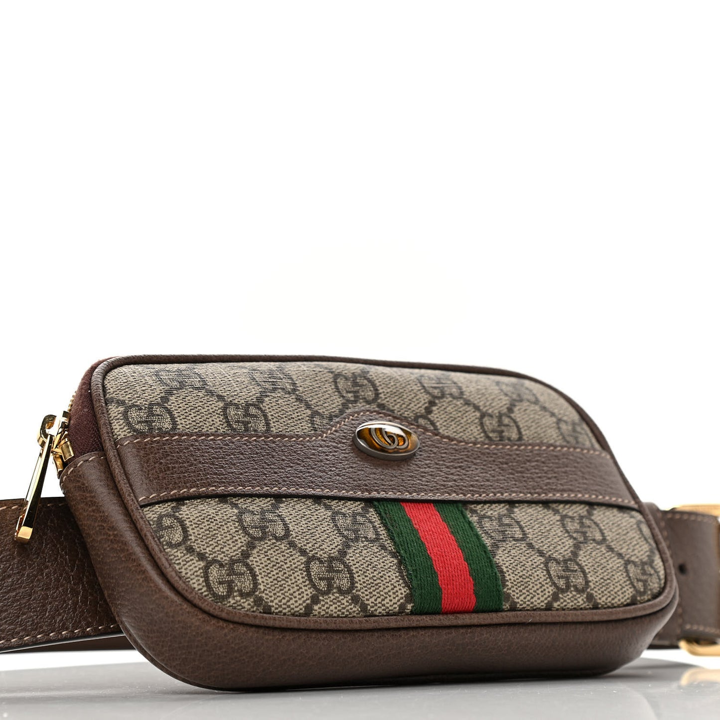 GG Supreme Monogram Web Ophidia Belted iPhone Case 85 34 Dark Brown