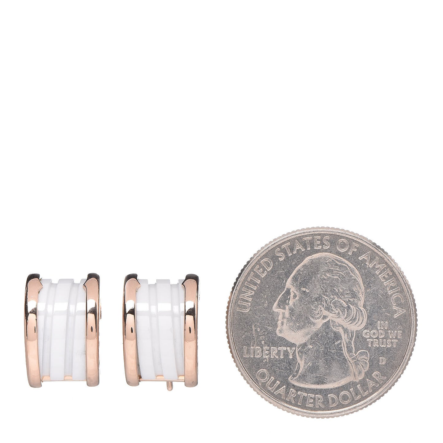 18K Rose Gold White Ceramic B.Zero1 Hoop Earrings