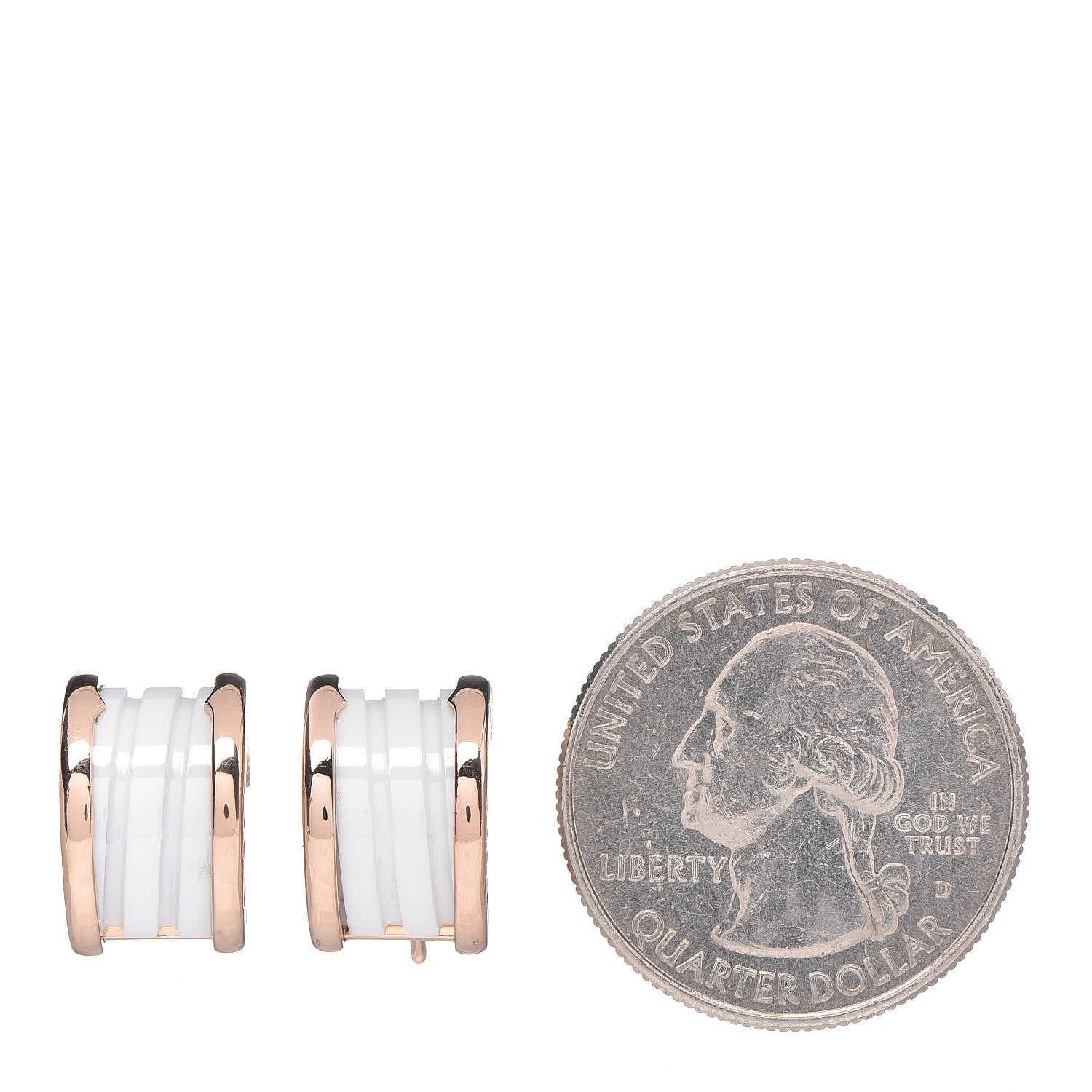 Bulgari 18K Rose Gold White Ceramic B.Zero1 Hoop Earrings 2 of 6