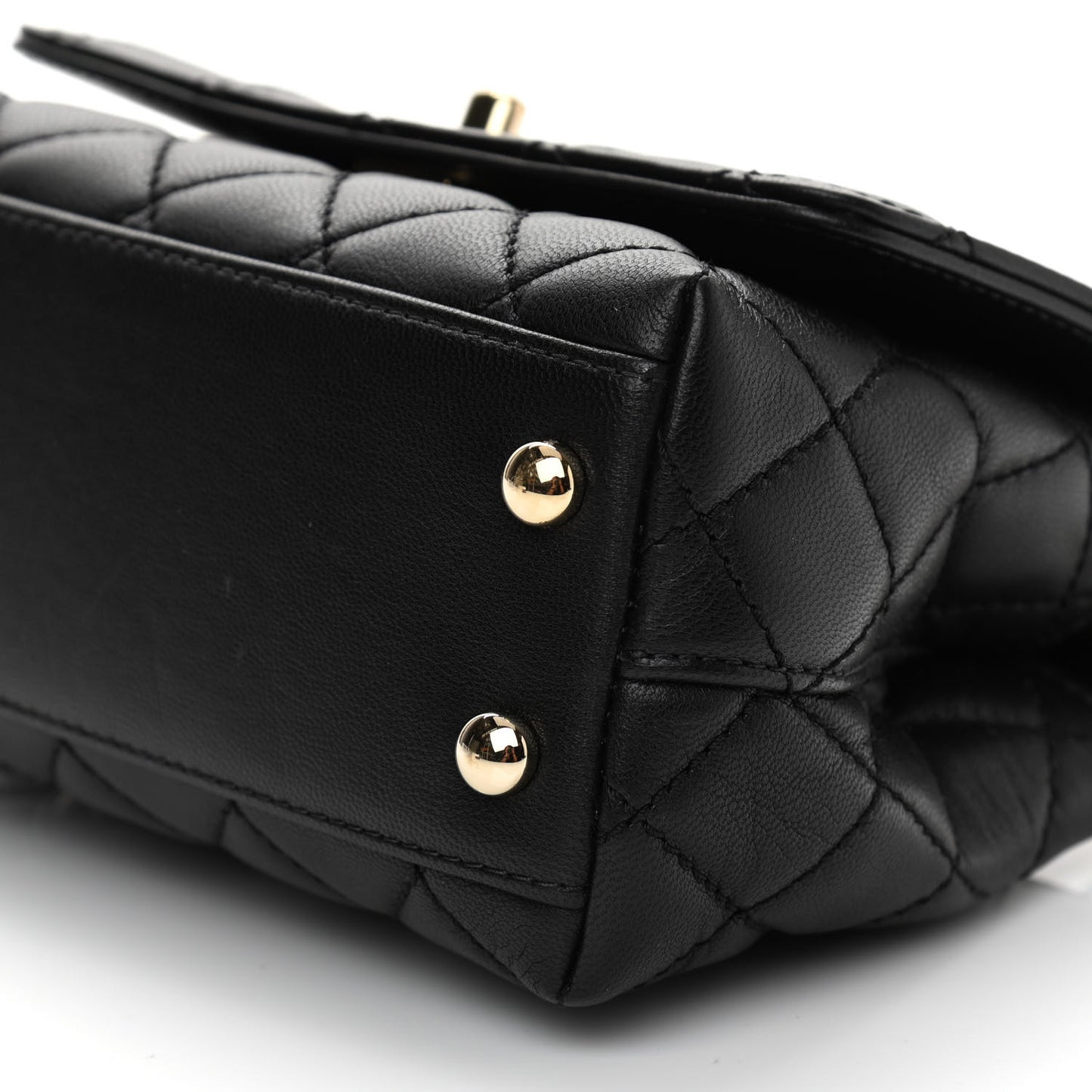Goatskin Quilted Rainbow Extra Mini Coco Handle Flap Black