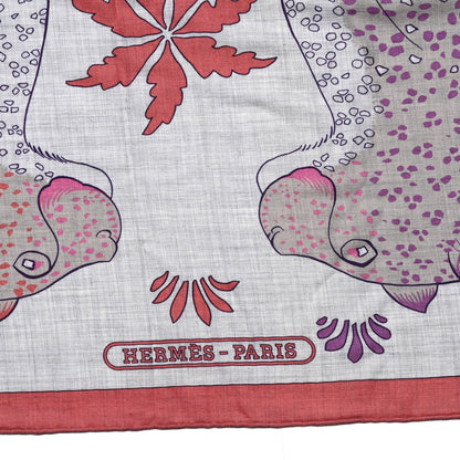 Hermes Cashmere Silk Les Leopards Shawl 140 Gris Chine Rose Or 2 of 5
