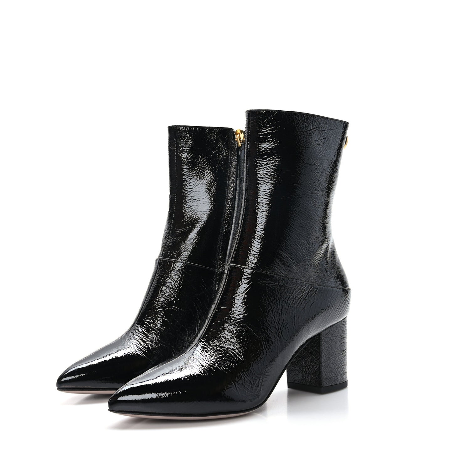 Crinkled Patent Ankle Boots 36.5 Black