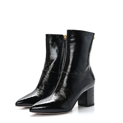 Valentino Garavani Crinkled Patent Ankle Boots 36.5 Black 3 of 8