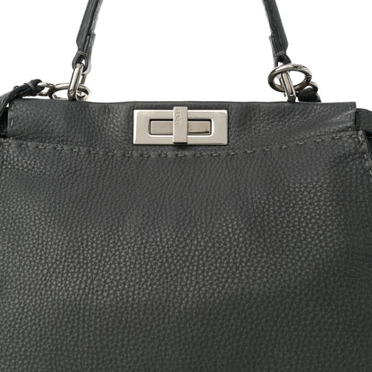 Fendi Cuoio Romano Selleria Bi-Color Medium Peekaboo Iconic Satchel Asfalto Latte 8 of 24