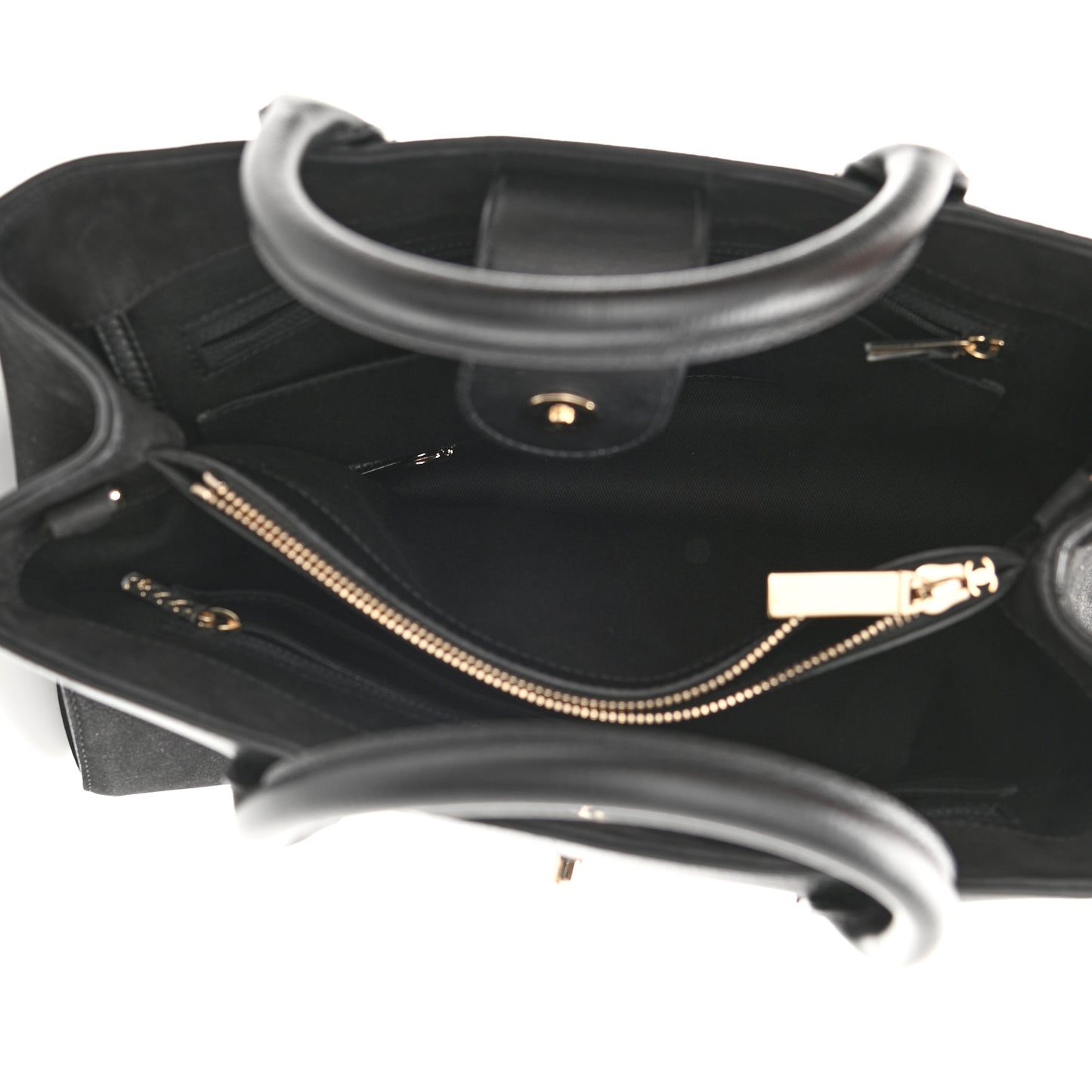 Grained Calfskin Suede Small Neo Executive Shopper Tote Black