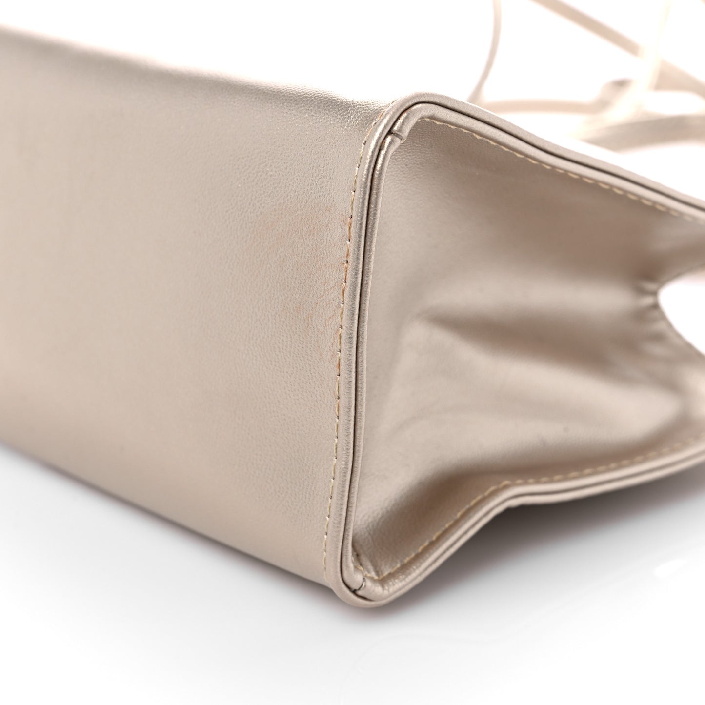 Metallic Vegan Leather Small Shopping Bag Gold