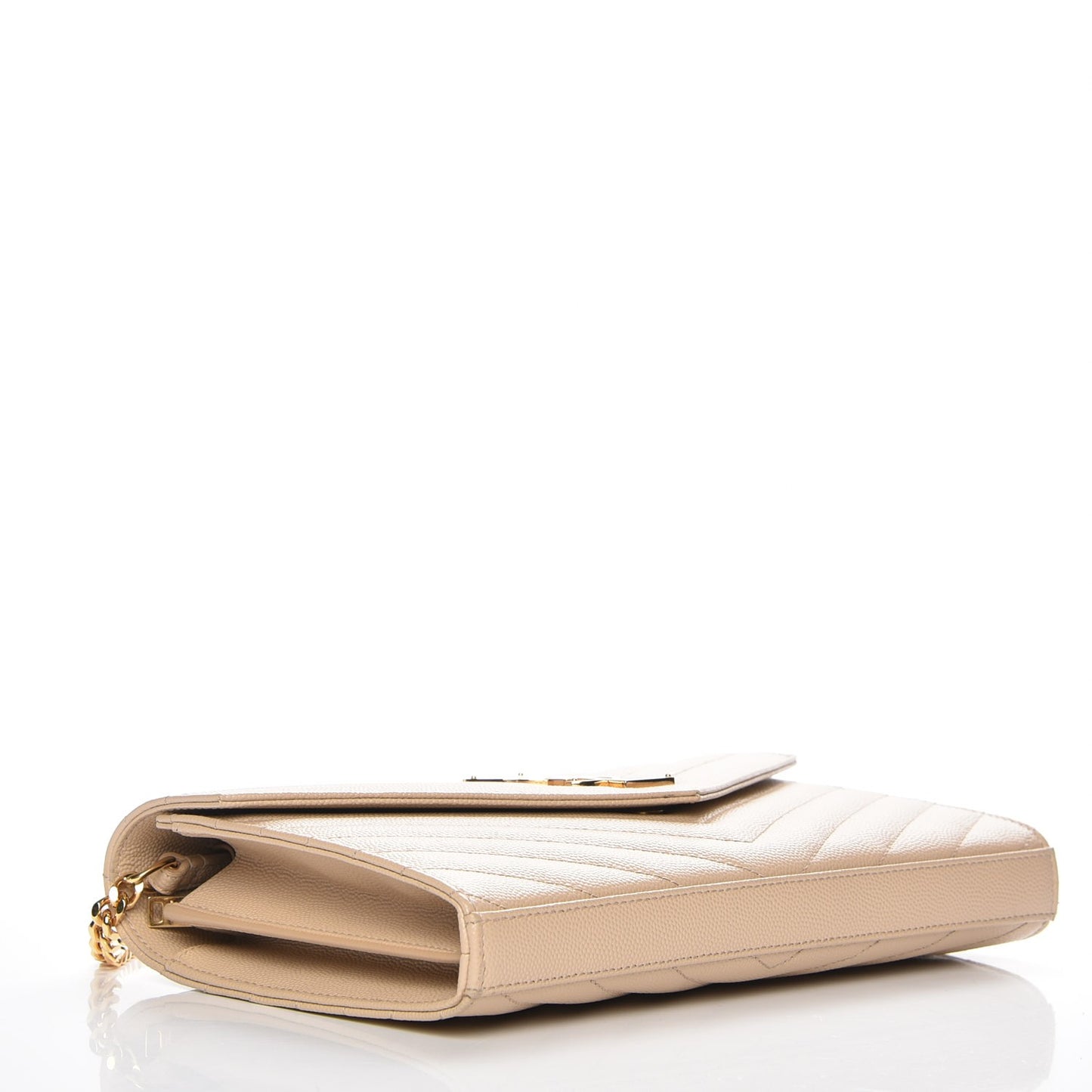 Grain De Poudre Matelasse Chevron Monogram Chain Wallet Nude Powder