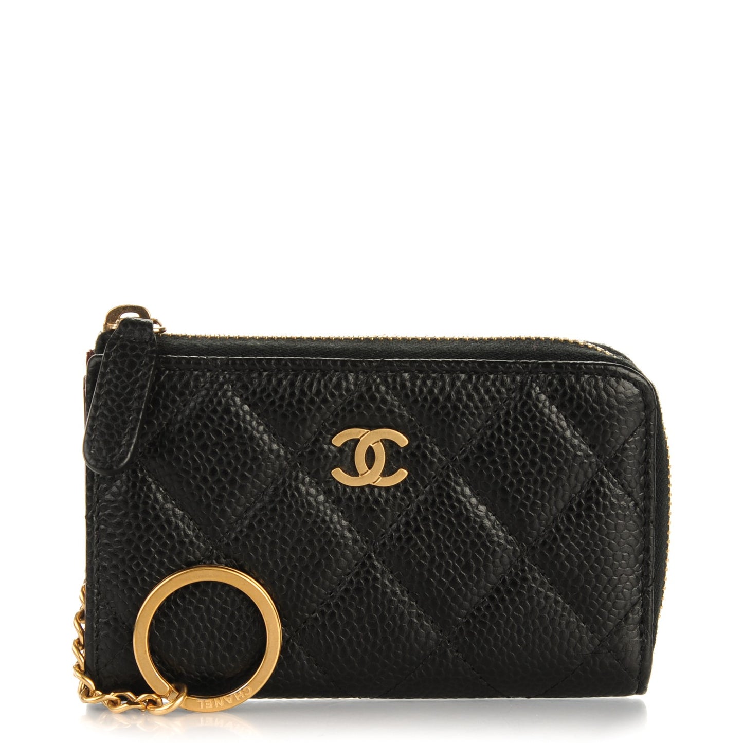 Caviar Quilted Key Holder Case Black